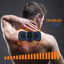 Portable EMS Neck  Body Massager Pulse Muscle Relaxation Device 8 Modes 19 Leve