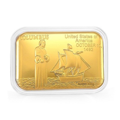 24K Gold Voyage Discovery  Columbus Legacy Embossed Sheet 31x45.5mm 10mg