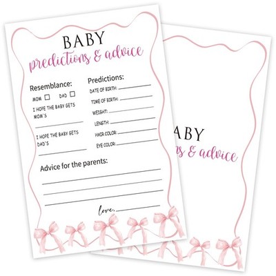 Baby Predictions and Advice, Baby Shower Games for Boy or Girl, 30 Pink Bow G...