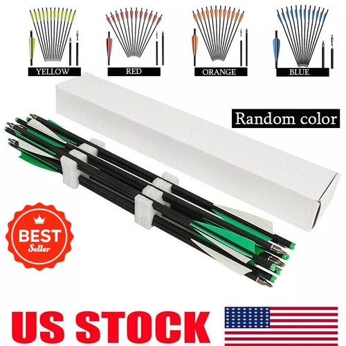 20'' Hunting Crossbow Bolts Carbon Arrows 12PCS 4" Vanes Archery Crossbow Arrows