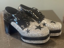 FunTasma Silver Glitter Star Platform Disco Shoes Men’s Size 12/13 Retro 70s