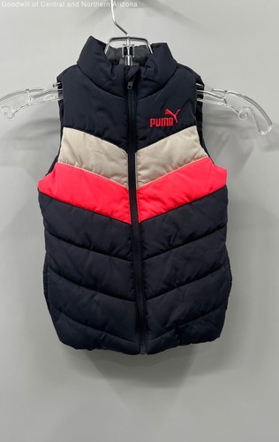 Puma Kids Puffer Vest In Navy blue, Pink & White. Size 3T