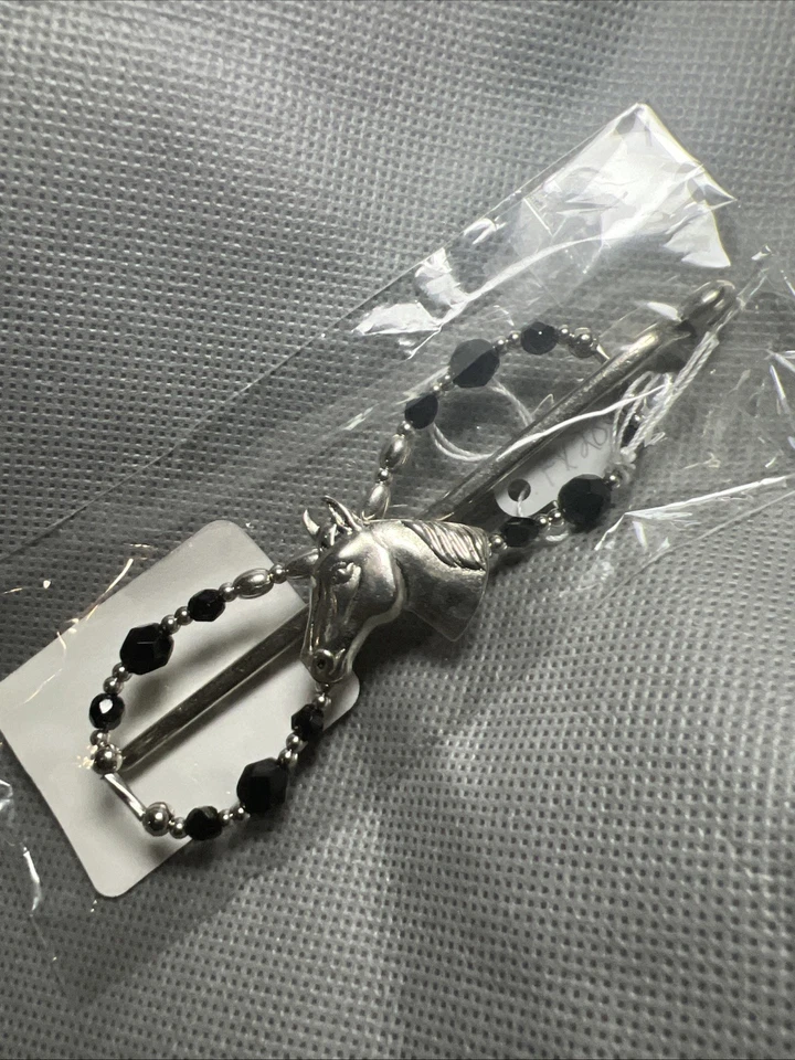 Clip de pelo Lilla Rose Flexi abatible cola de caballo tono plateado caballo negro cuentas nuevo Y2K Foto 2 de 3