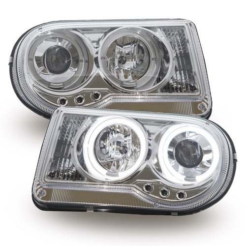 headlights for CHRYSLER 300C 2005 2006 2007 2008 2009 2010 angel eyes chrome LHD - Picture 2 of 10