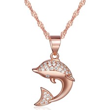Silberanhänger 1 Stück Delfin Zirkonia Halskette Damen Mädchen Geschenk