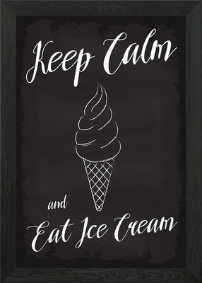 Keep Calm Eat Ice Cream Framed Wall Art Poster Canvas Print Picture