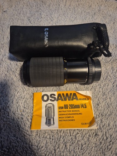 OSAWA MC MARK II ZOOM LENS: 1:4.5, 80-205MM, 52MM MACRO, Book & Case Vintage 