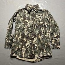 Vintage Piney Woods Natural Camo Button Up Shirt Youth Small Kids USA Made