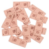 50 StüCk Pu-Lederetiketten, GepräGte AufnäHer Zum AufnäHen, Verzierung (Rosa)