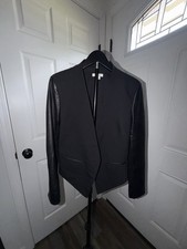 Helmut Lang Black Leather Sleeve Open Front B...
