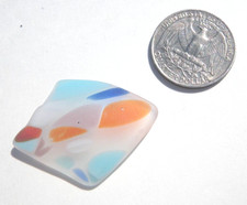 Sea Glass, Clear with Multi Color Spots Orange Red Blue White Purple
