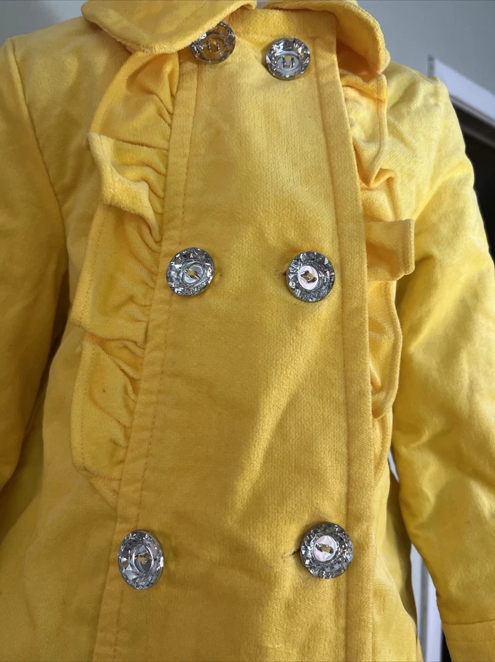 Chaqueta Abrigo Gymboree Terciopelo Amarillo XS 3/4 NUEVA CON ETIQUETAS Niñas Foto 2 de 4