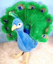 FAO Schwarz PEACOCK Blue Green Feathers 15" Plush Stuffed Animal Toys R Us Toy