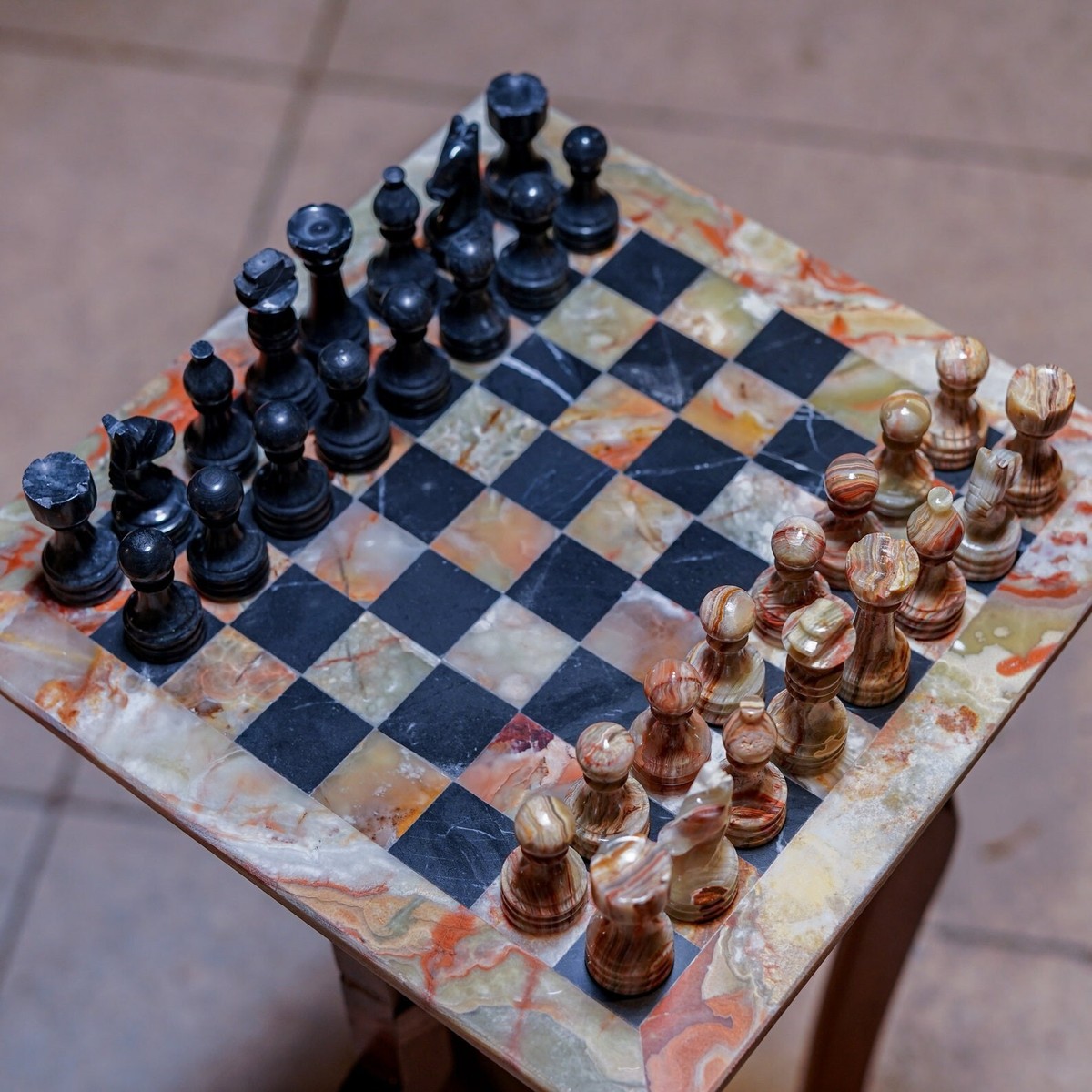 Luxurious Handcrafted Onyx Chess Set 12x12 inch - Unique Natural