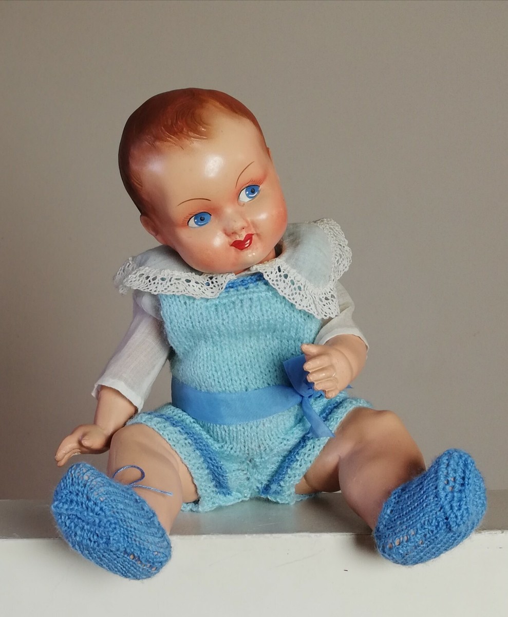 ANCIENNE POUPEE BAIGNEUR A BARBE AVEC SA PIPE DE 55 CM