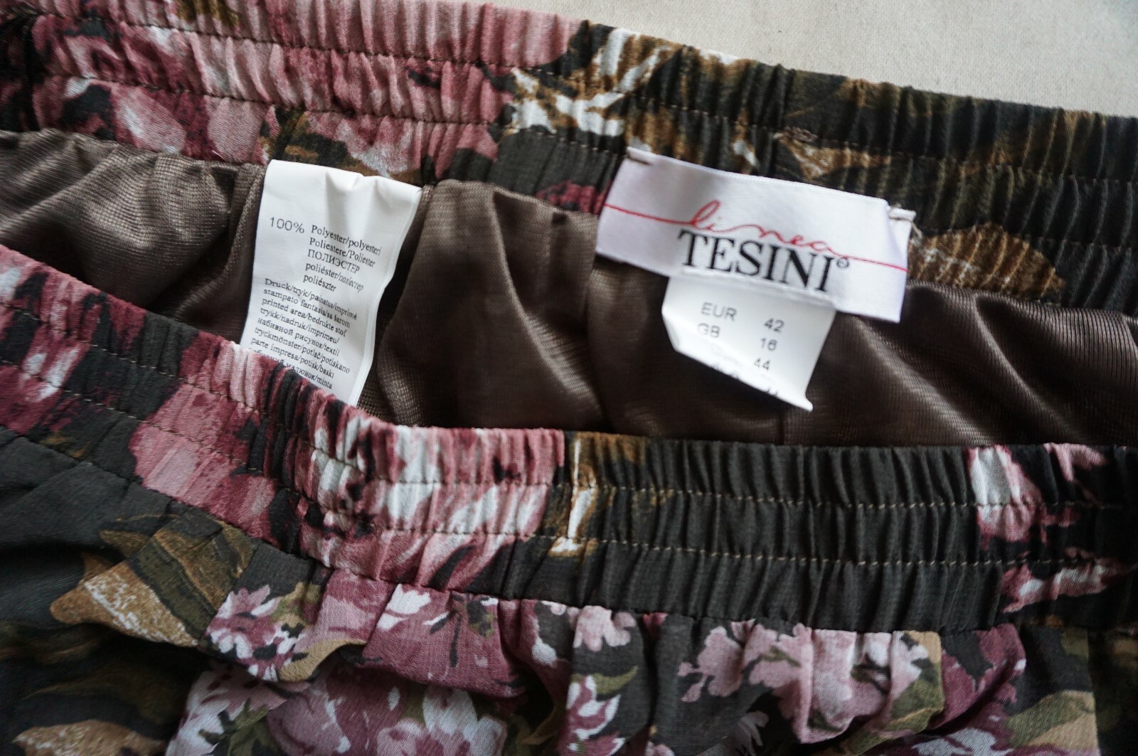 Khaki floral pink velvet trim crinkle ethnic hippie boho gypsy festival skirt 16 image 7