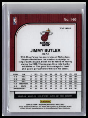 2019-20 Hoops Premium Stock #146 Jimmy Butler Prizms Silver R4006