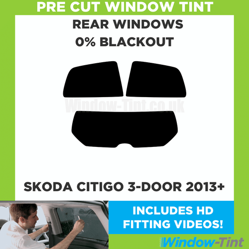 Für Skoda Citigo 3-door 2013 + Vor Cut Fenster Getönt Heck 0% Blackout Folie - Picture 1 of 10