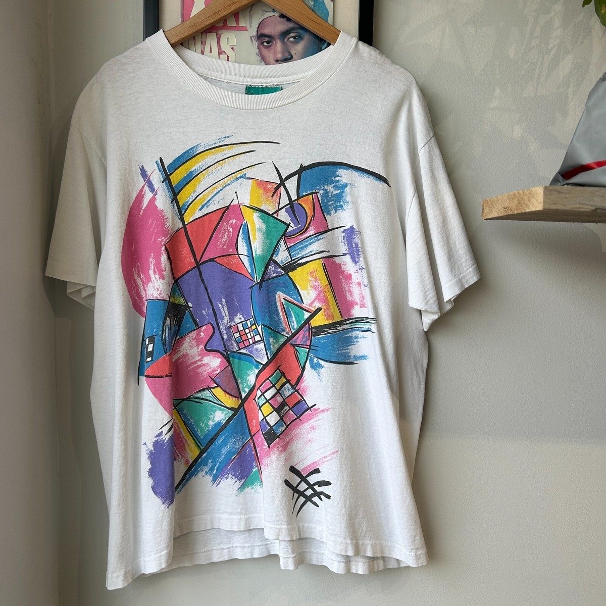 【SATUR】Classy Nostalgia Vintage Graphic TShirt Sky Blue VINTAGE 90s | Abstract Art T-Shirt sz L | eBay