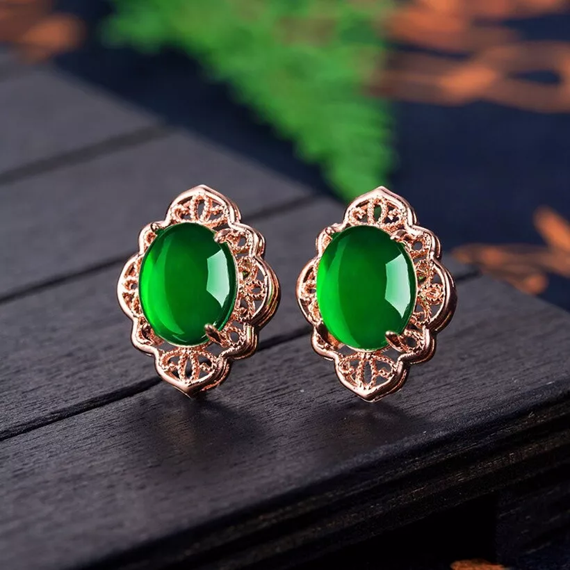 Silver Look a Like Green Stone Big Stud Earring for Women - Mrigangi