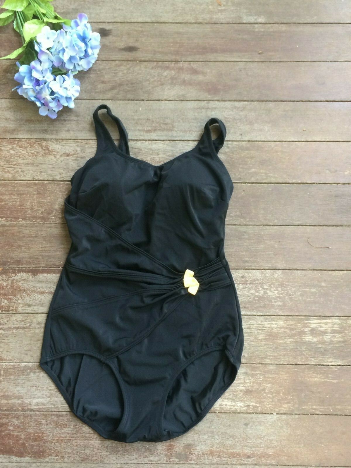 Roxanne Bra Sized One Piece Black Swimsuit Size 36C b… Gem