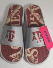 Texas A&M Aggies FOCO Gel Cushioned Slides NCAA Sandals Men's Grey Maroon  NWT