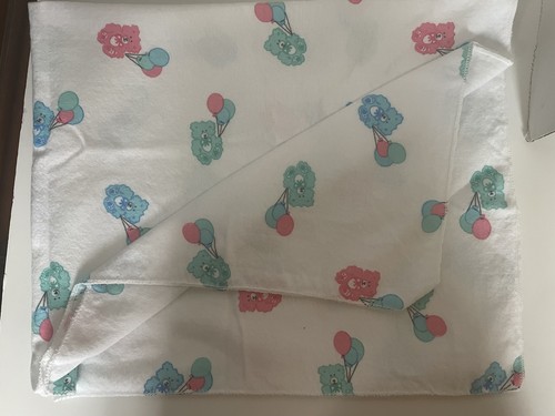 Vintage Riegel Pastel Bears Balloons Cotton Receiving Blanket 30x40