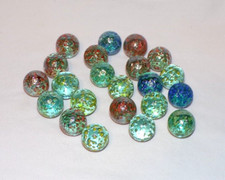 VTG Lot 22 Glass Game Marble Confetti Speckled Multi-Color Clear Blue Red 5/8"