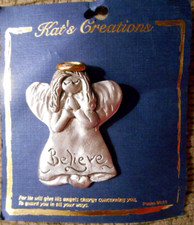 Kat’s Creations ANGEL BELIEVE Brooch Brushed Pewter W/24 Karat Gold Psalm 91:11