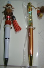 Beaded  Floatie Charm Fancy Ballpoint Pen Gift Set of 2 Autumn Colors NEW