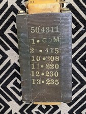 VINTAGE 504311 TRANSFORMER 115,208,220,230,235 To 9.5 VAC Center Tap at 10Amp