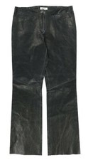 Vakko New York 190972 Womens Black Leather Blue Trim Casual Pants Size 8