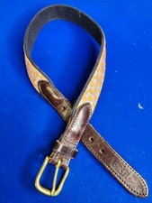 Vineyard Vines Embroidered Belt Orange Boats Leather Sz 24