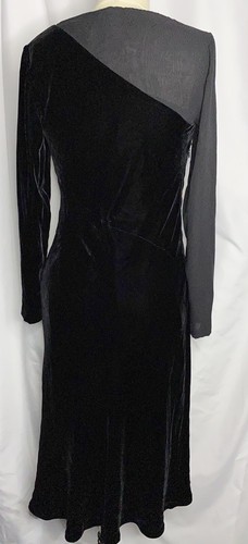 Lafayette 148 Black Silk & Velvet Sheer Long Sleeve Party Cocktail Dress Sz 4 - Picture 5 of 6