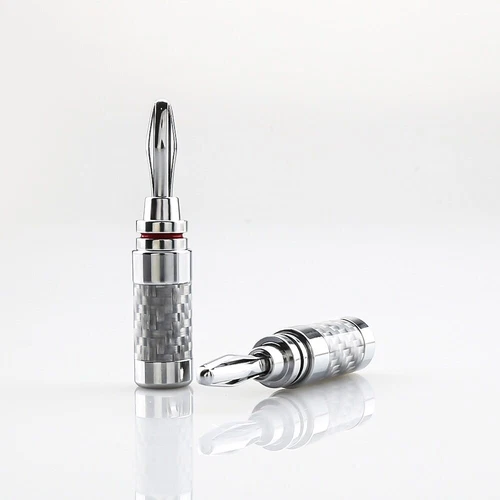 Hi-end Carbon Fiber Rhodium Plated Banana Connectors Audio Speaker Cable Plug - Picture 4 of 7