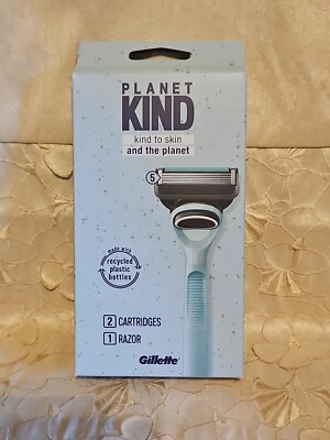 GILLETTE-Planet Kind- 2 Cartridges/ 1 Razor-NEW! Recycled Plastic! BOX/SEALED!