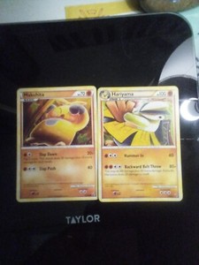 Hariyama 14/90 and makuhita 55/90 - Undaunted Pokemon Card - Tomokazu Komiya Art