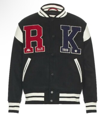 Robe Di Kappa Mens Giovanni Varsity Jacket Black White Sz XL Brand New w/Tags
