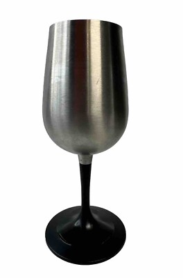 GSI Outdoors Glacier Stainless Steel Nesting Wine Glass Silver & Black 7 3/8'' H