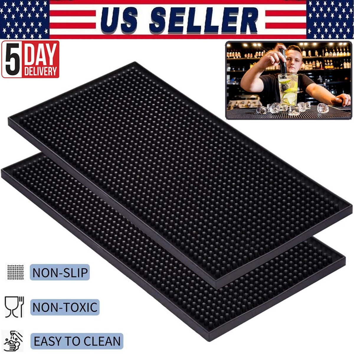 NEW PVC Rubber Bar Service Mat Spill Mat for Counter Top, Non Slip - 18 x  12