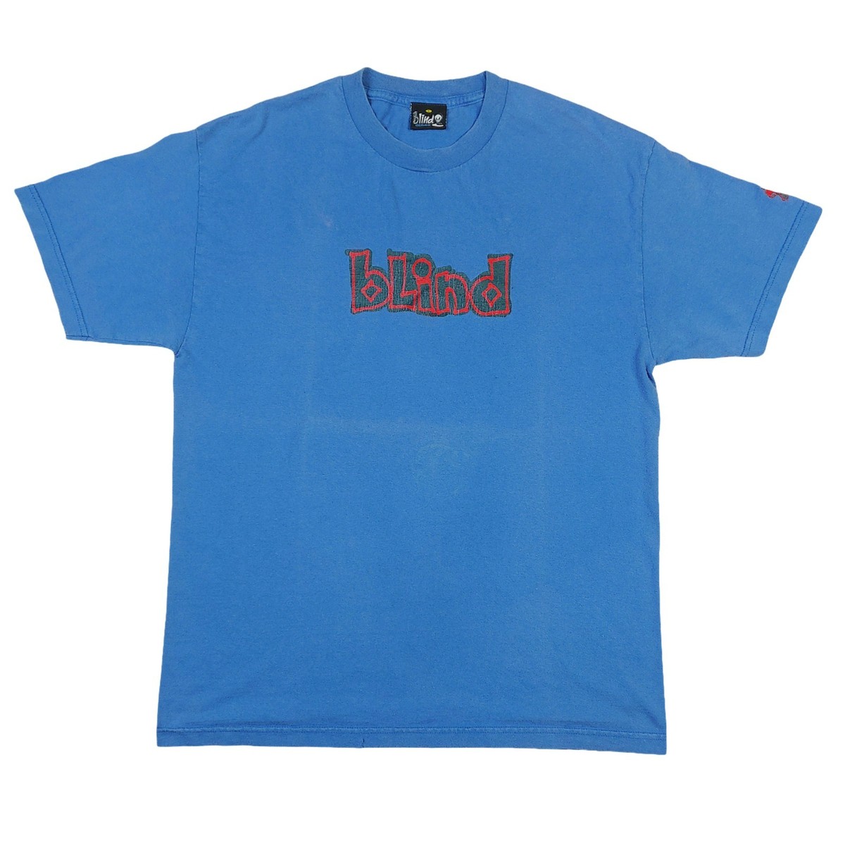 Vintage 90s BLIND Skateboards Reaper OG LOGO Blue T-Shirt Size L 