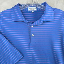 Peter Millar Polo Shirt Mens L Blue Pink Striped Summer Comfort Short Sleeve