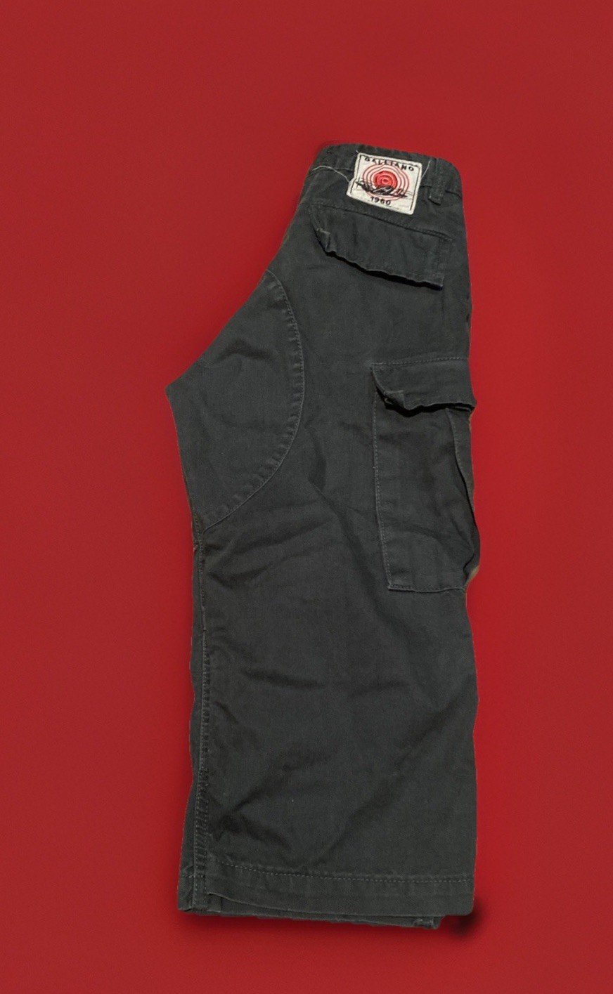 A John Galliano Kids Cargo Jorts Boys, Paris Size 12 US Charcoal