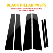 6X Black Window Pillar Post Door Trim Piano Cover Set For 2008-2012 Honda Accord