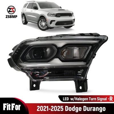 For 2021-2025 Dodge Durango Black w/ Halogen Turn Signal LED Headlight Passenger