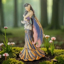 Rare Molly Harrison Solitide Fairy Trinket Box Enameled Pewter Signed 4.25"T