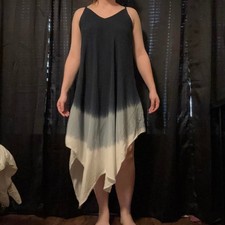 Navy blue gradient white flowy summer water fairy beach dress