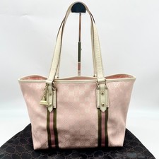 Gucci Tote bag GG canvas Sherry line Leather Handbag 137396 Pink Y2K Auth