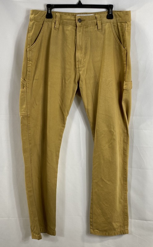 Paper Denim & Cloth Men's Yellow Canvas Carpenter Pants Workwear Size 34x30