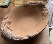Ton Schale Meeresfrüchte Meer Keramik Terracotta Gilde Handwerk vintage  42x27cm